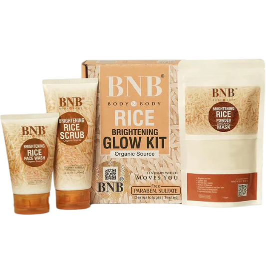 BNB Rice Extract Bright & Glow Kit ( Rice Face Wash + Rice Scrub + Rice Mask )